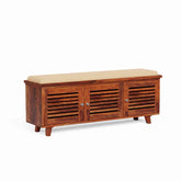 Feelinn Solid Sheesham Wood Shoe Rack (Natural Finish)